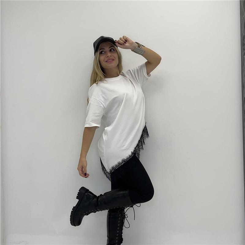 maglia in cotone con pizzo flex